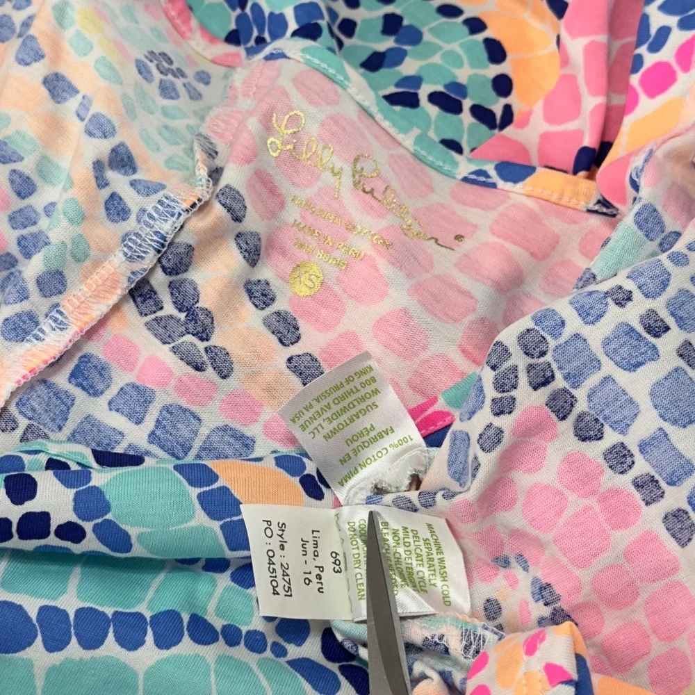 Lilly Pulitzer Edna Swing Dress 3/4 Sleeve Colorful Vacation Sea Pima Cotton XS - Picture 3 of 7